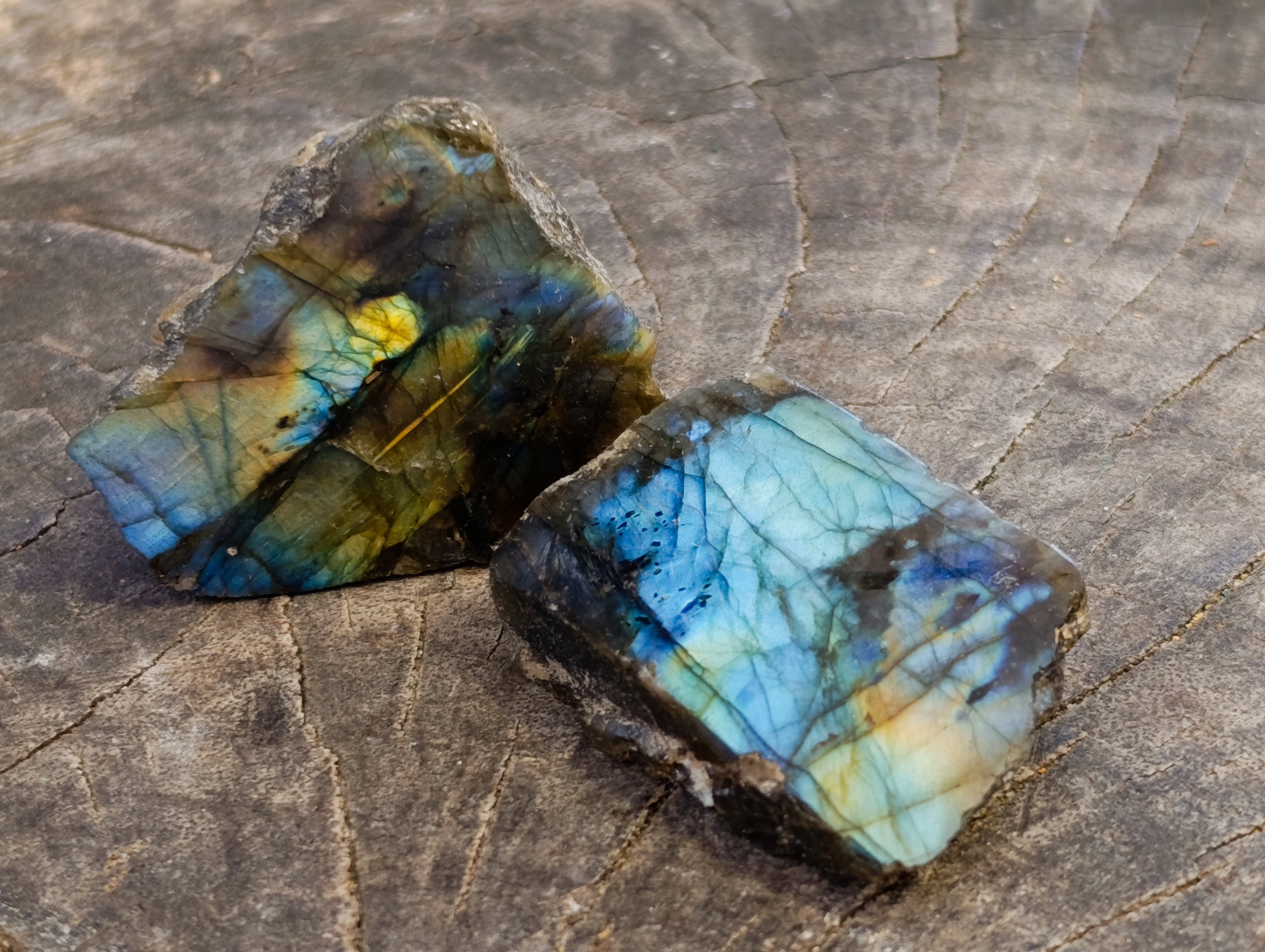 Polished On One Side Labradorite Plates x 35 From Madagascar - Toprock Gemstones and Minerals 
