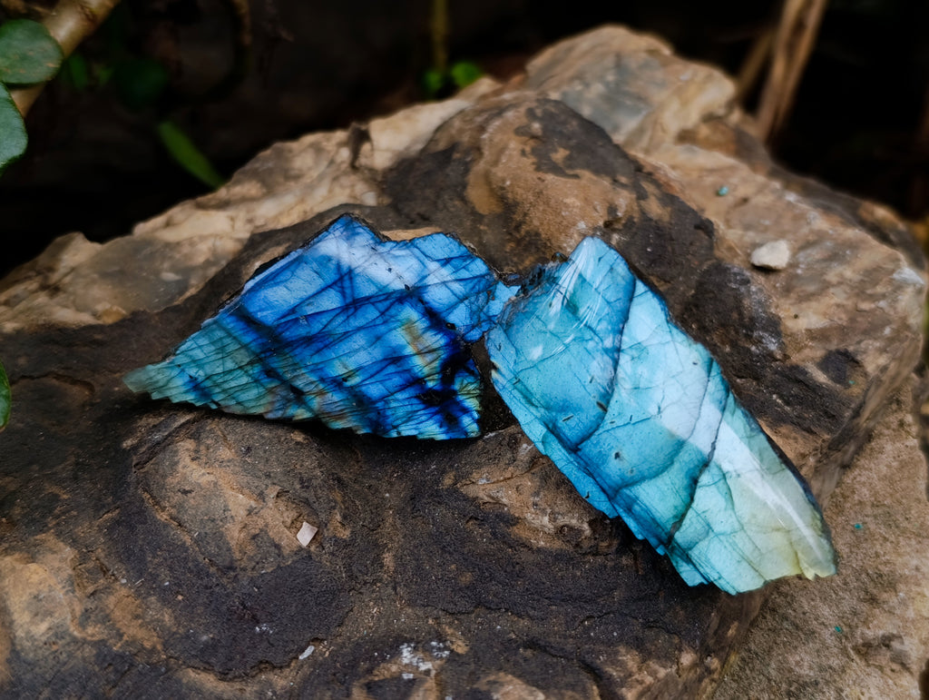 Polished On One Side Labradorite Plates x 35 From Madagascar - Toprock Gemstones and Minerals 