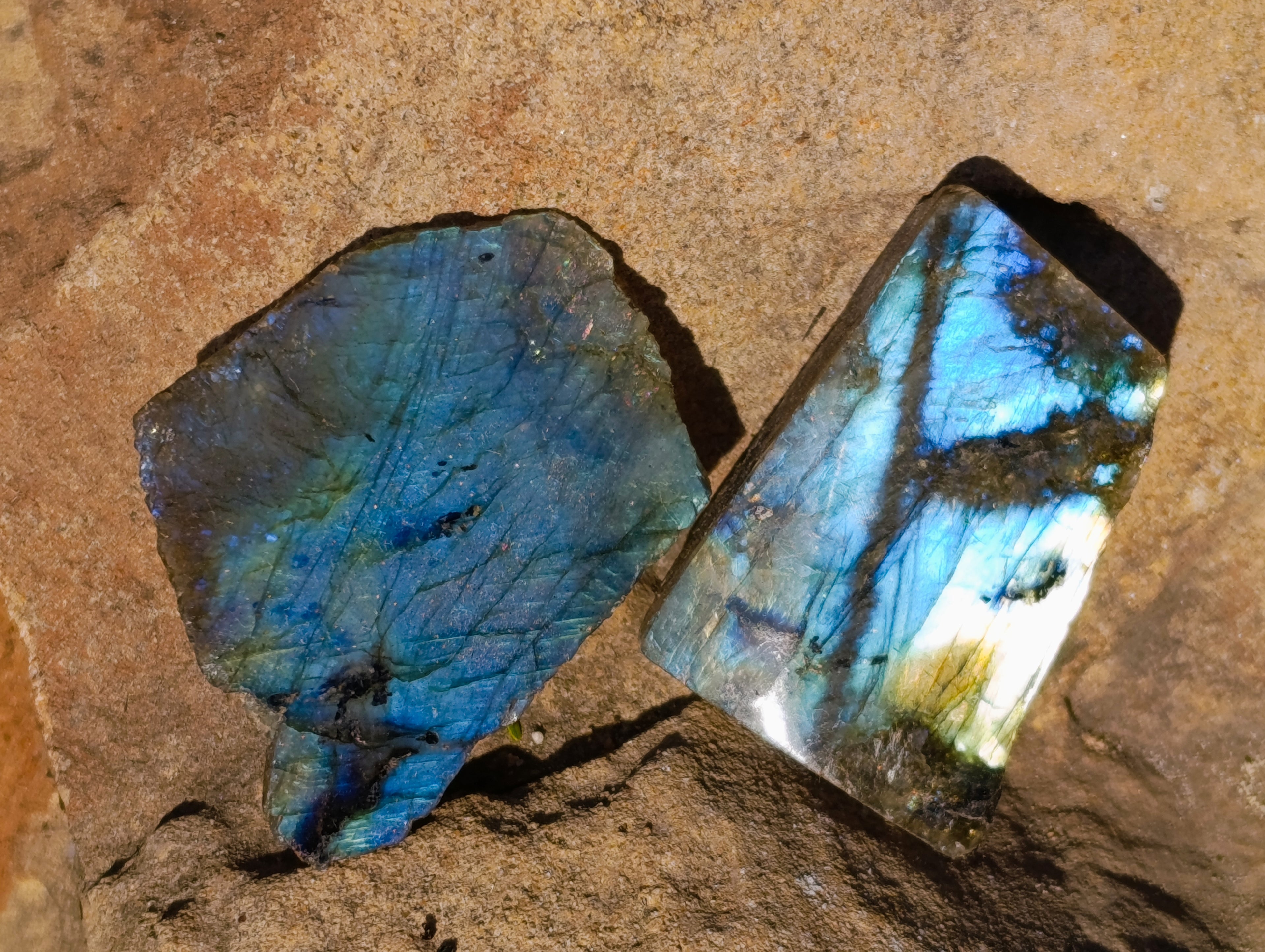 Polished On One Side Labradorite Plates x 35 From Madagascar - Toprock Gemstones and Minerals 