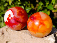 Polished Carnelian Agate Spheres x 3 From Madagascar - Toprock Gemstones and Minerals 