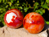 Polished Carnelian Agate Spheres x 3 From Madagascar - Toprock Gemstones and Minerals 