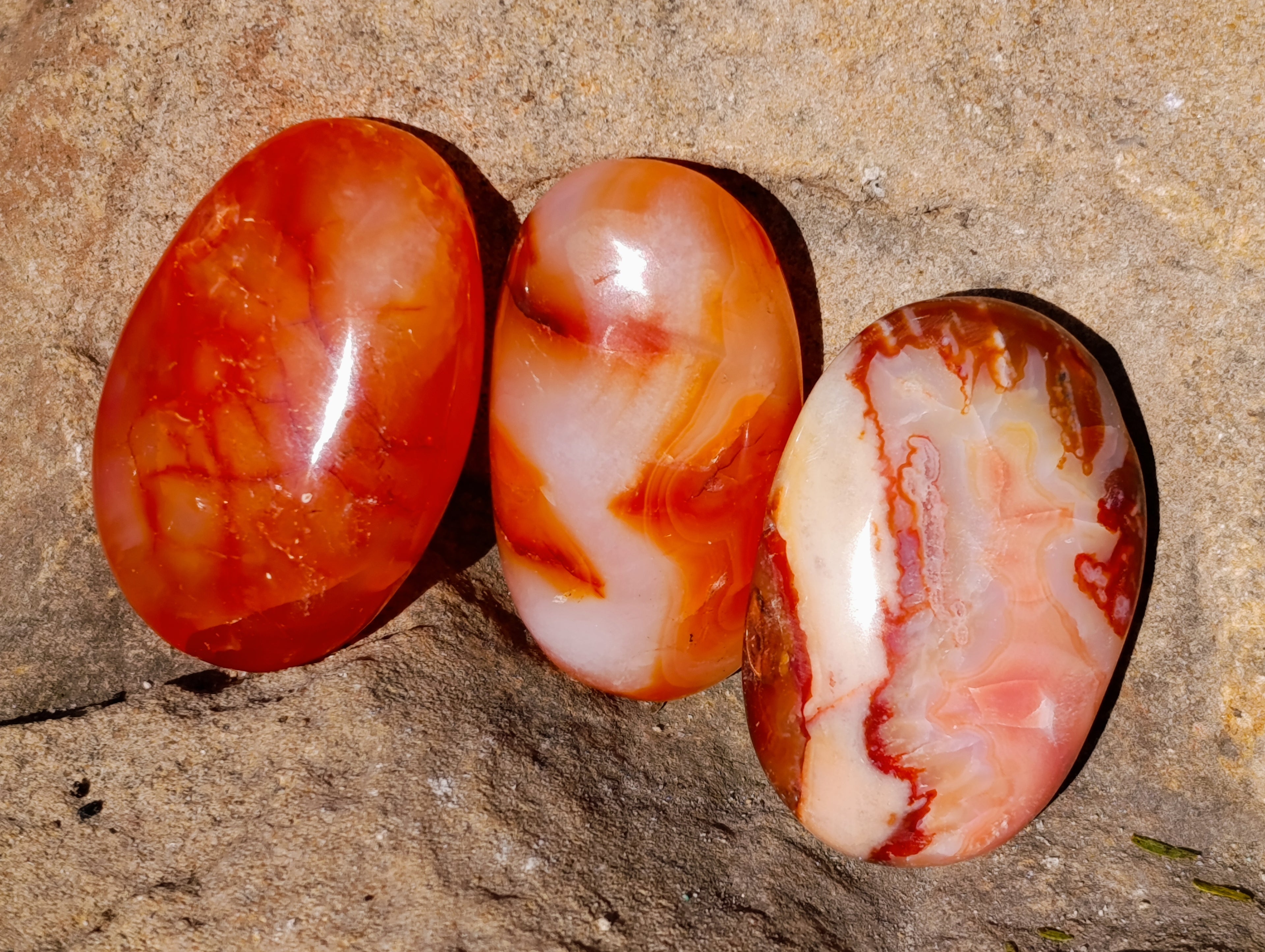 Polished Small Carnelian Agate "Jewellery" Palm Stones x 35 From Madagascar - Toprock Gemstones and Minerals 