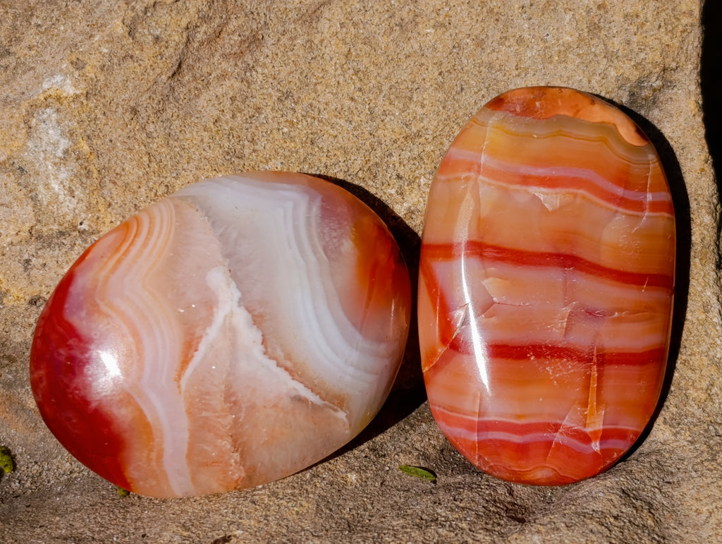Polished Small Carnelian Agate "Jewellery" Palm Stones x 35 From Madagascar - Toprock Gemstones and Minerals 