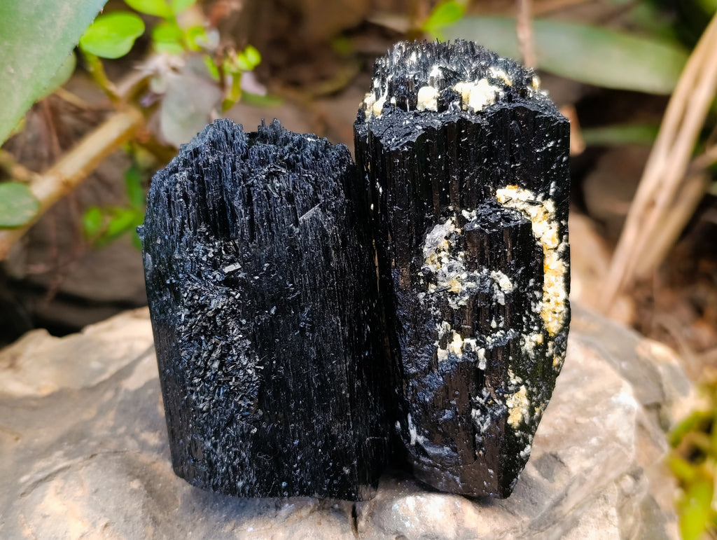 Natural Schorl Black Tourmaline with Fibrous and Needle Formations x 6 From Erongo, Namibia - Toprock Gemstones and Minerals 