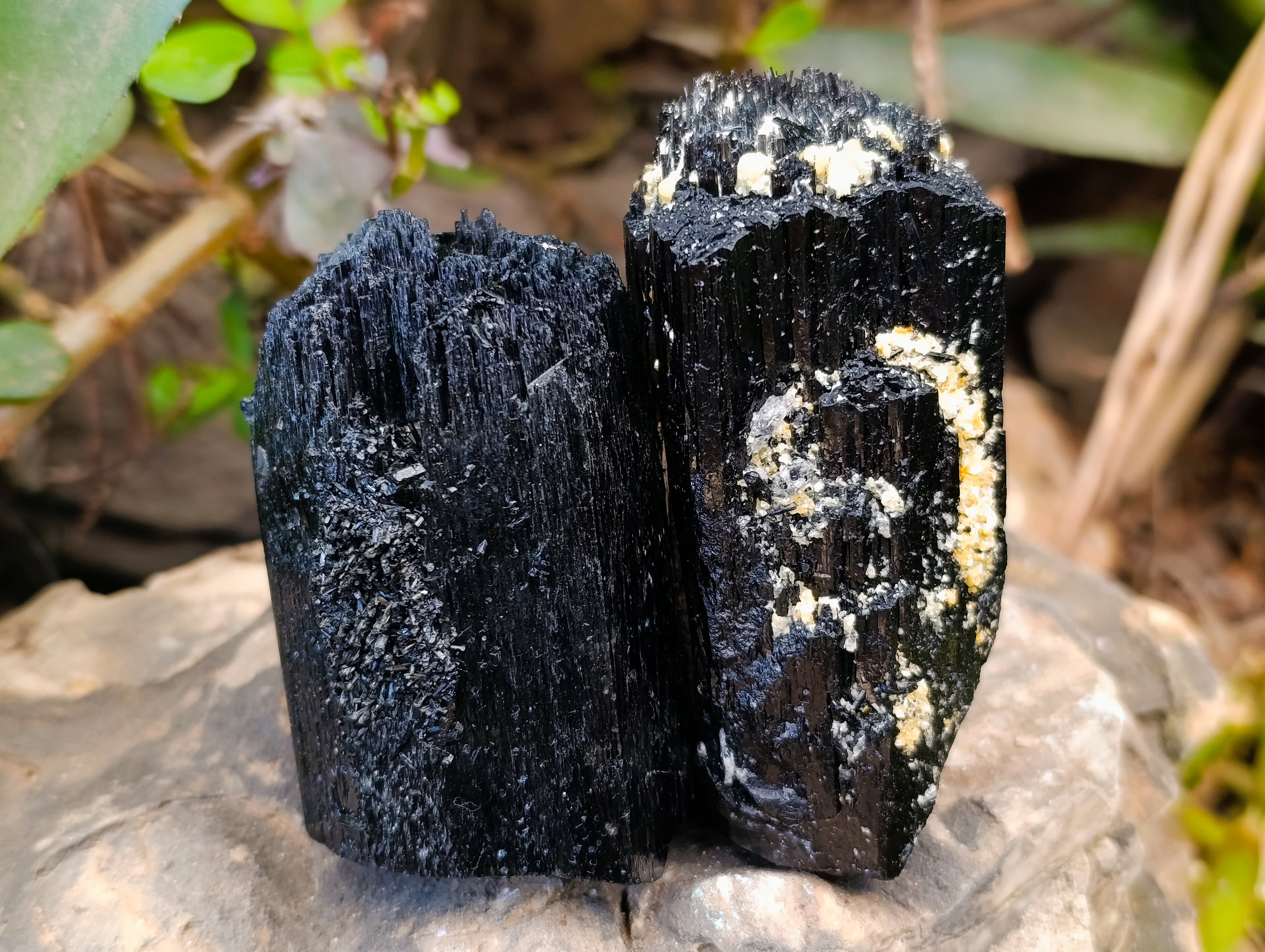 Natural Schorl Black Tourmaline with Fibrous and Needle Formations x 6 From Erongo, Namibia - Toprock Gemstones and Minerals 