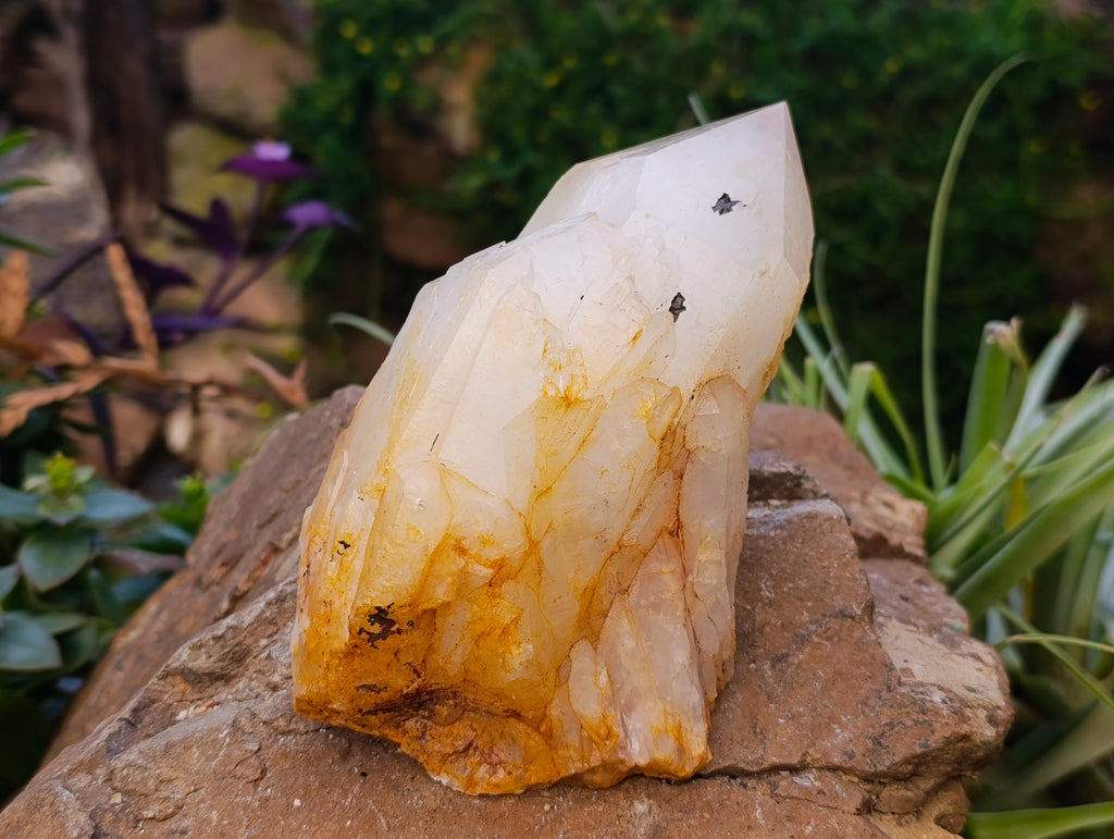 Natural Large White Quartz Clusters with Limonite Coating x 2 From Madagascar - Toprock Gemstones and Minerals 