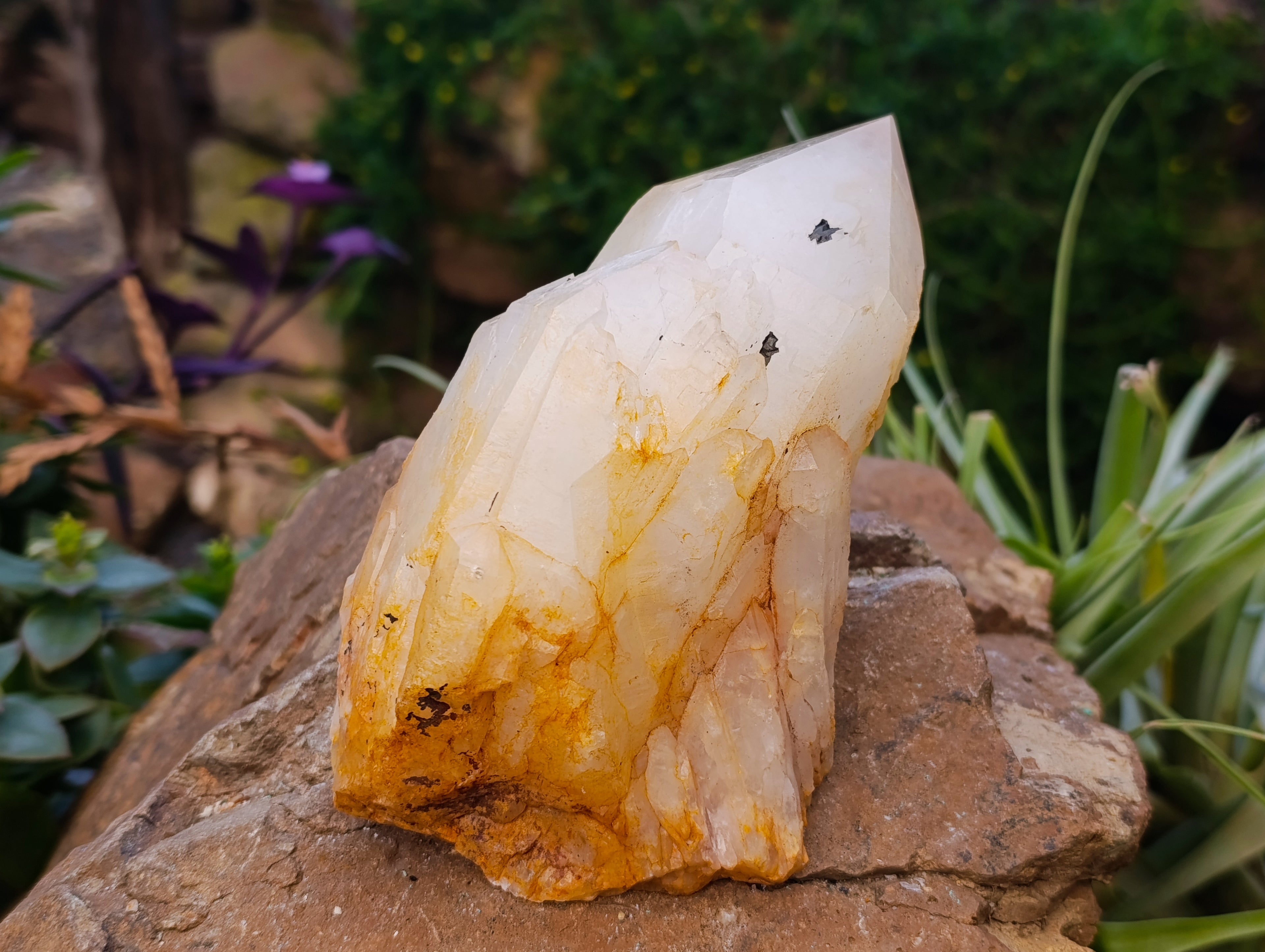 Natural Large White Quartz Clusters with Limonite Coating x 2 From Madagascar - Toprock Gemstones and Minerals 