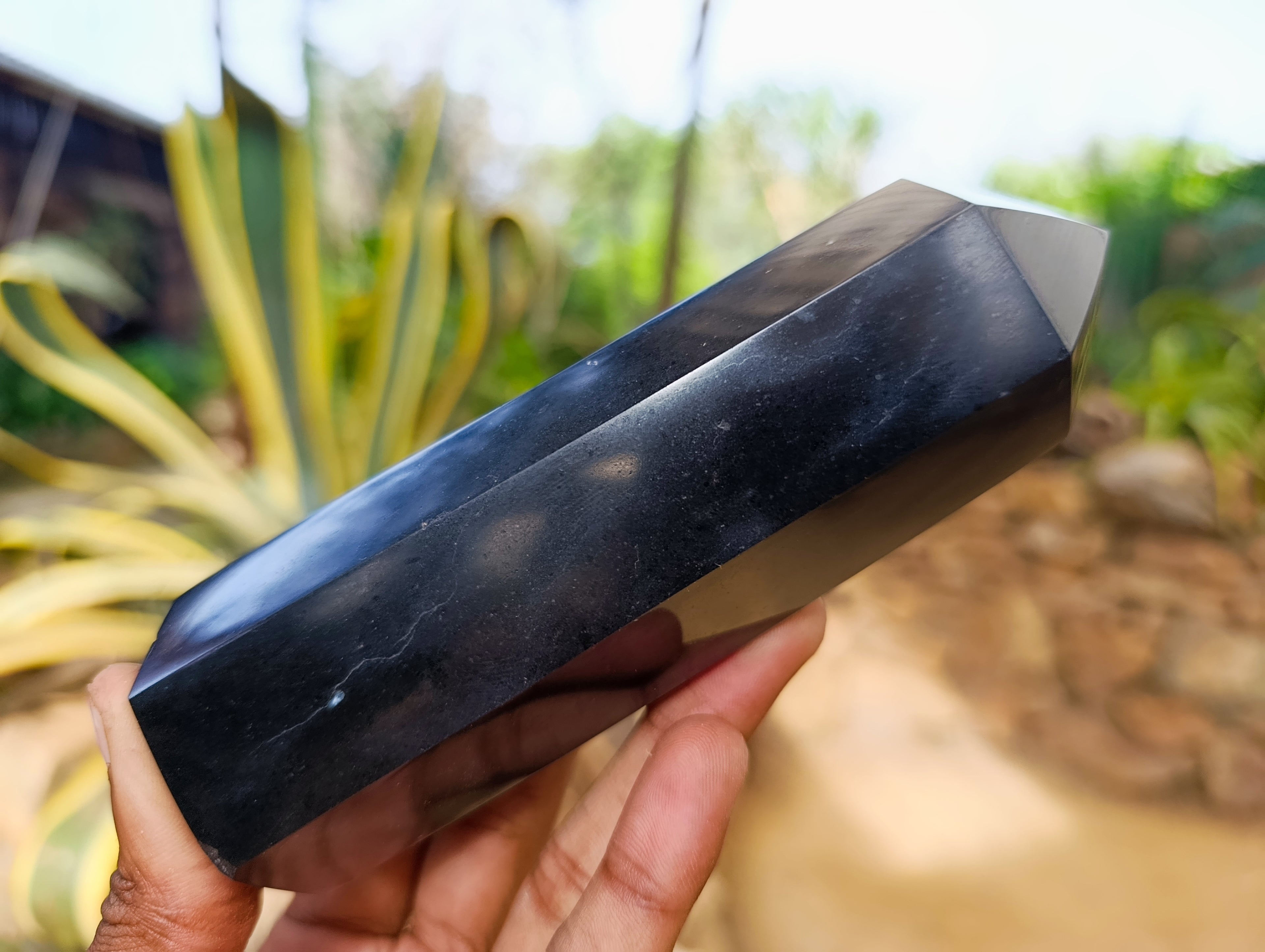 Polished Black Basalt Crystal Points x 3 From Antsirabe, Madagascar - Toprock Gemstones and Minerals 