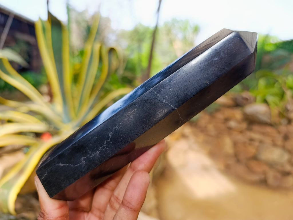 Polished Black Basalt Crystal Points x 3 From Antsirabe, Madagascar - Toprock Gemstones and Minerals 