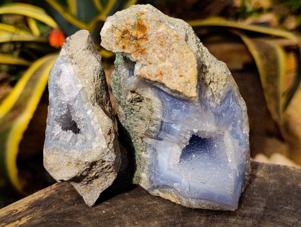 Natural Blue Lace Agate Geodes x 4 From Nsanje, Malawi - Toprock Gemstones and Minerals 