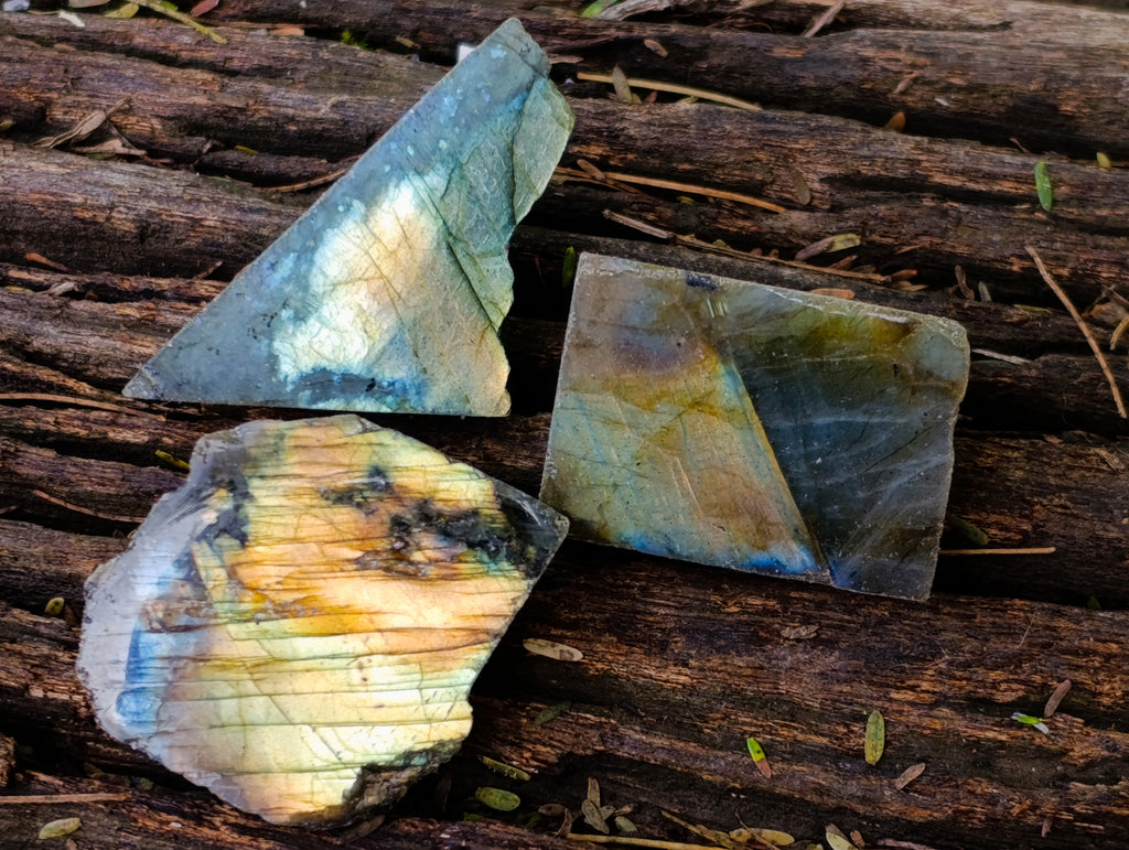 Polished On One Side Labradorite Plates x 35 From Madagascar - Toprock Gemstones and Minerals 