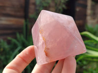 Polished Gemmy Rose Quartz Pyramids x 6 From Madagascar