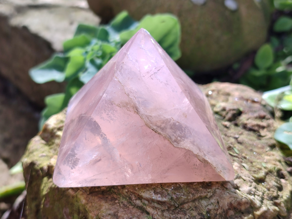 Polished Gemmy Rose Quartz Pyramids x 6 From Madagascar - Toprock Gemstones and Minerals 