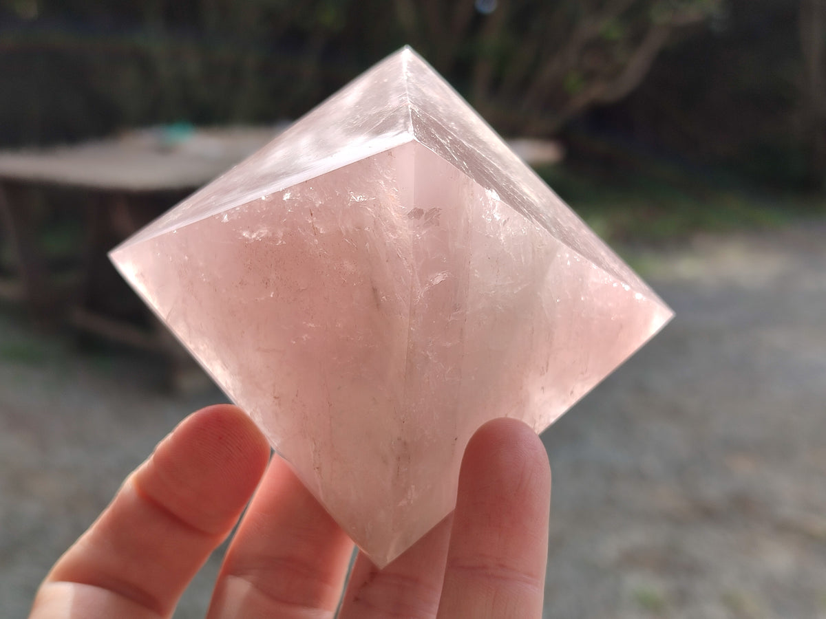 Polished Gemmy Rose Quartz Pyramids x 6 From Madagascar - Toprock Gemstones and Minerals 