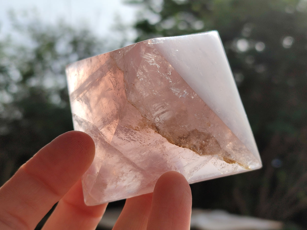 Polished Gemmy Rose Quartz Pyramids x 6 From Madagascar - Toprock Gemstones and Minerals 