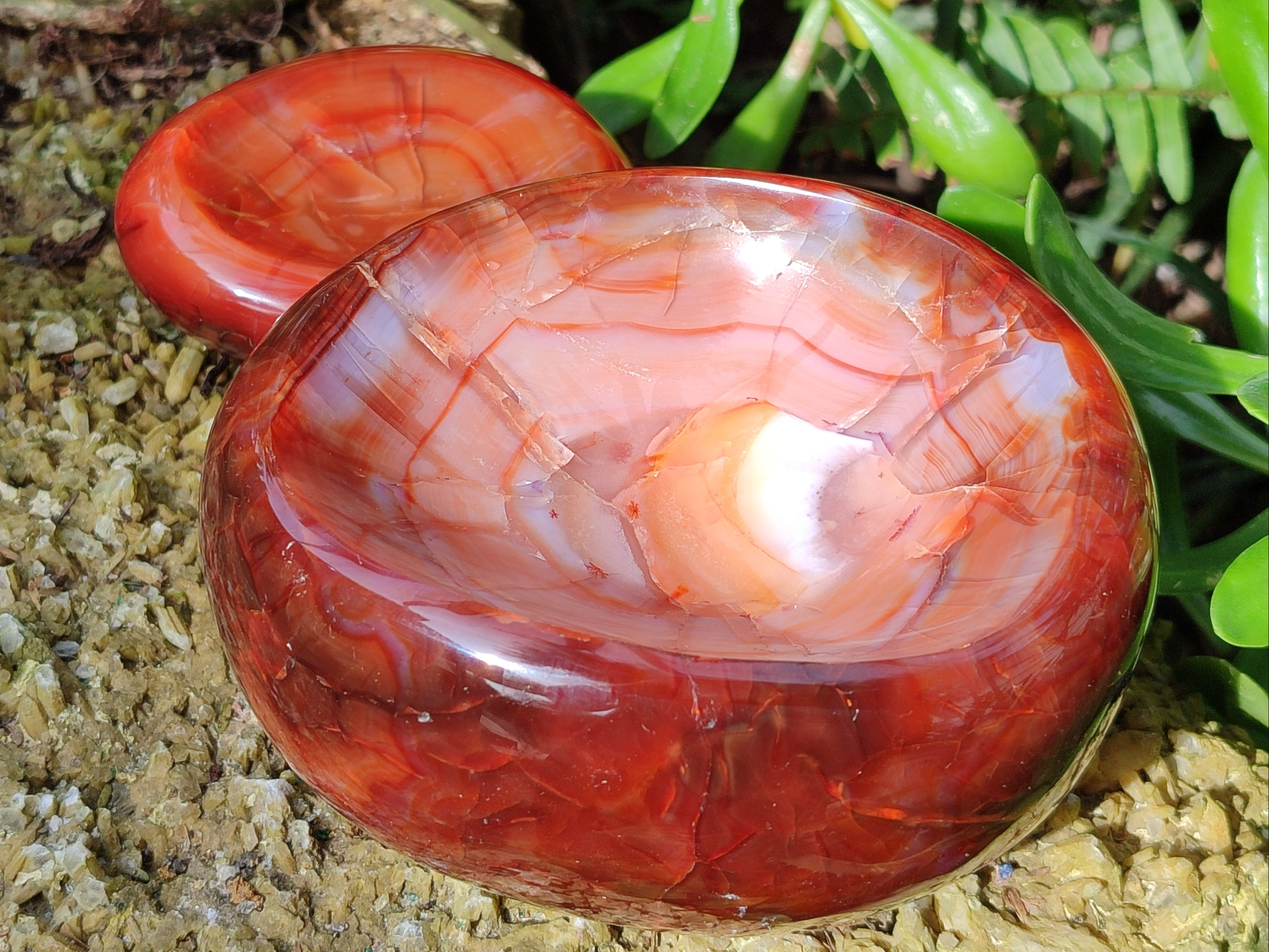 Polished Carnelian Agate Bowls x 2 From Madagascar - Toprock Gemstones and Minerals 