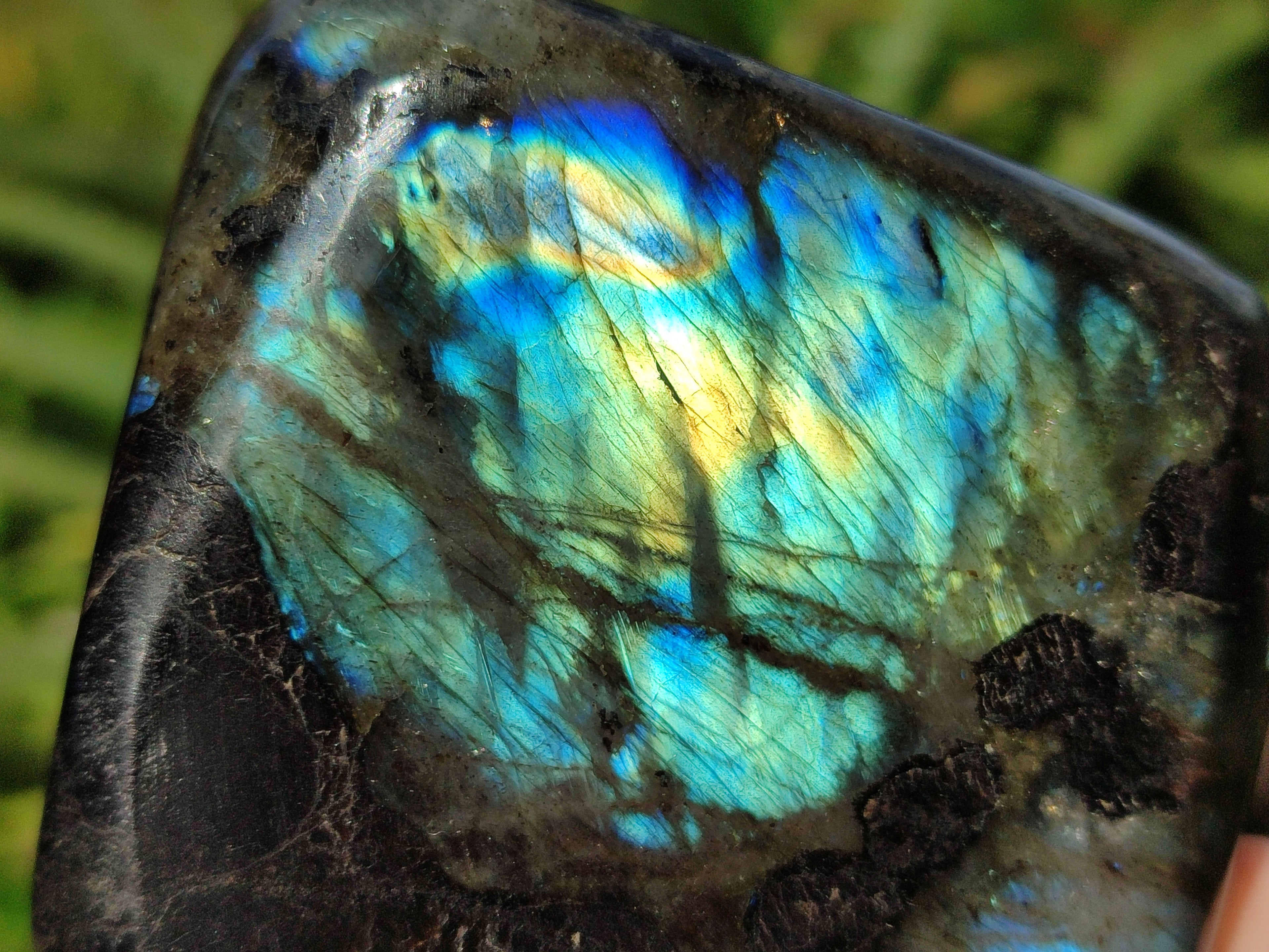 Polished Purple, Gold and Blue Flash Labradorite Standing Free Forms x 4 From Tulear, Madagascar - Toprock Gemstones and Minerals 