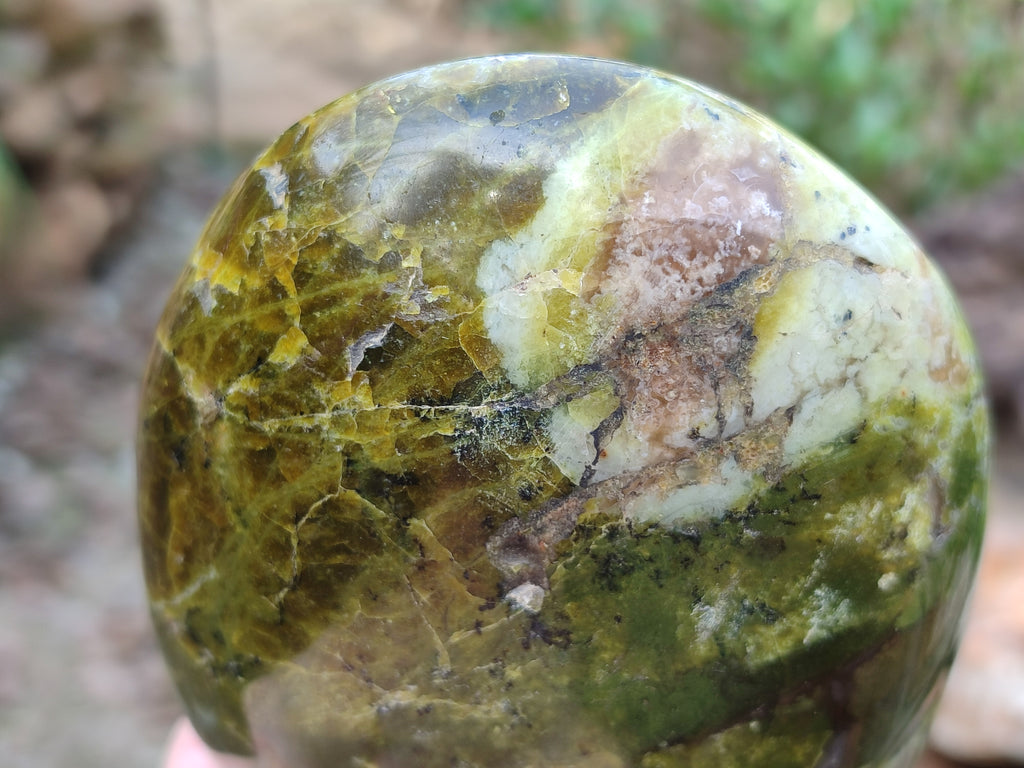 Polished Green Opal Standing Free Forms x 2 From Betroka, Madagascar - Toprock Gemstones and Minerals 