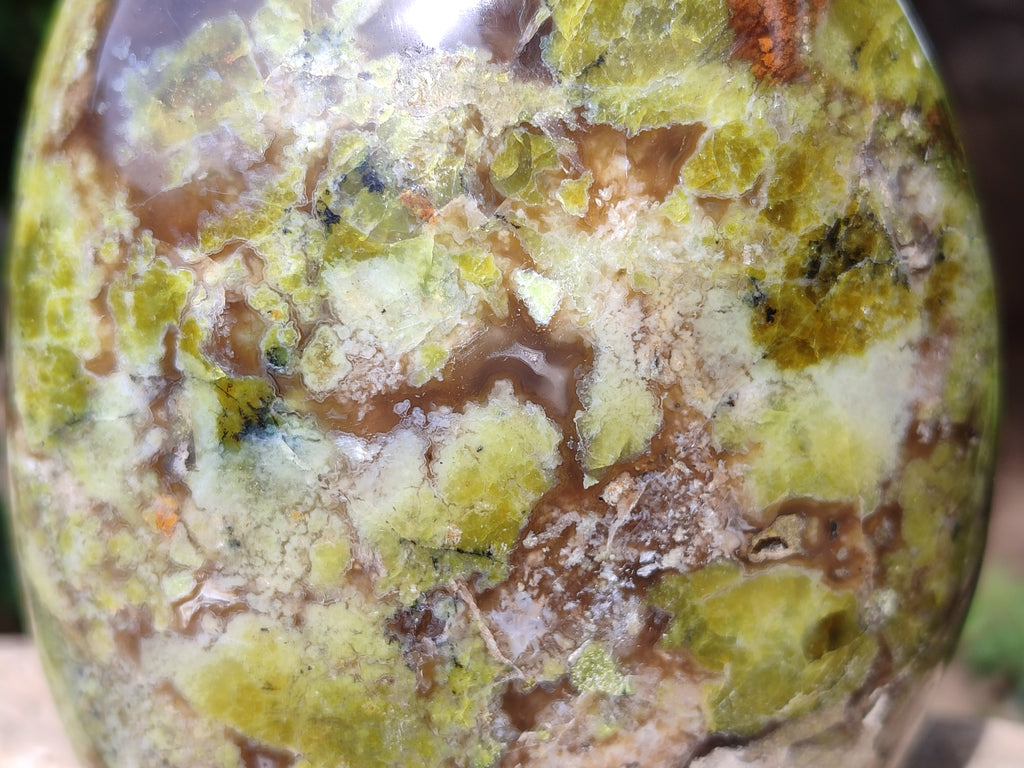 Polished Green Opal Standing Free Forms x 2 From Betroka, Madagascar - Toprock Gemstones and Minerals 