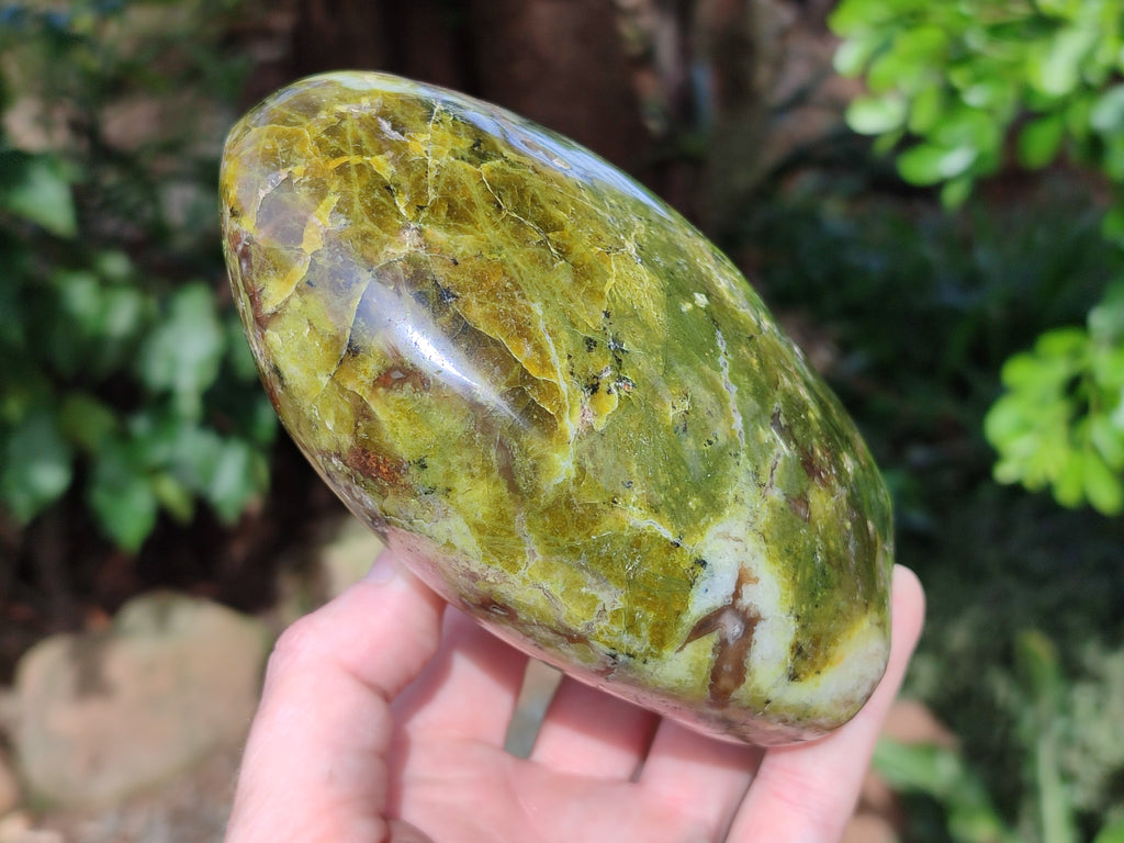 Polished Green Opal Standing Free Forms x 2 From Betroka, Madagascar - Toprock Gemstones and Minerals 