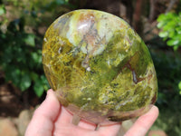 Polished Green Opal Standing Free Forms x 2 From Betroka, Madagascar - Toprock Gemstones and Minerals 