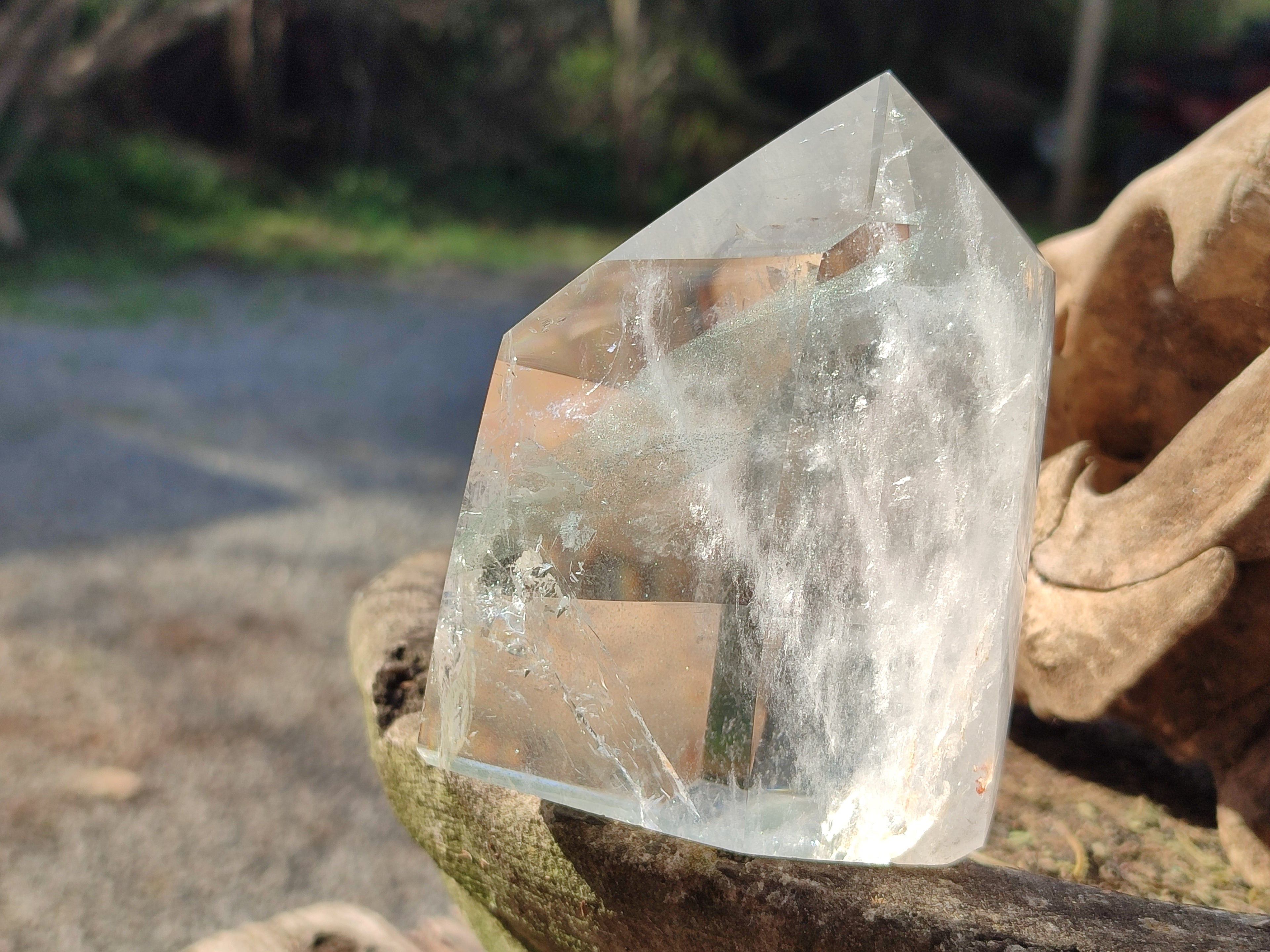 Polished Phantom Chlorite Moss and Zoned Smokey Quartz Crystals x 2 From Madagascar - Toprock Gemstones and Minerals 
