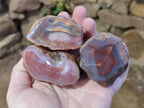 Polished On One Side Red Sashe River Agate Nodules x 12 From Zimbabwe - Toprock Gemstones and Minerals 