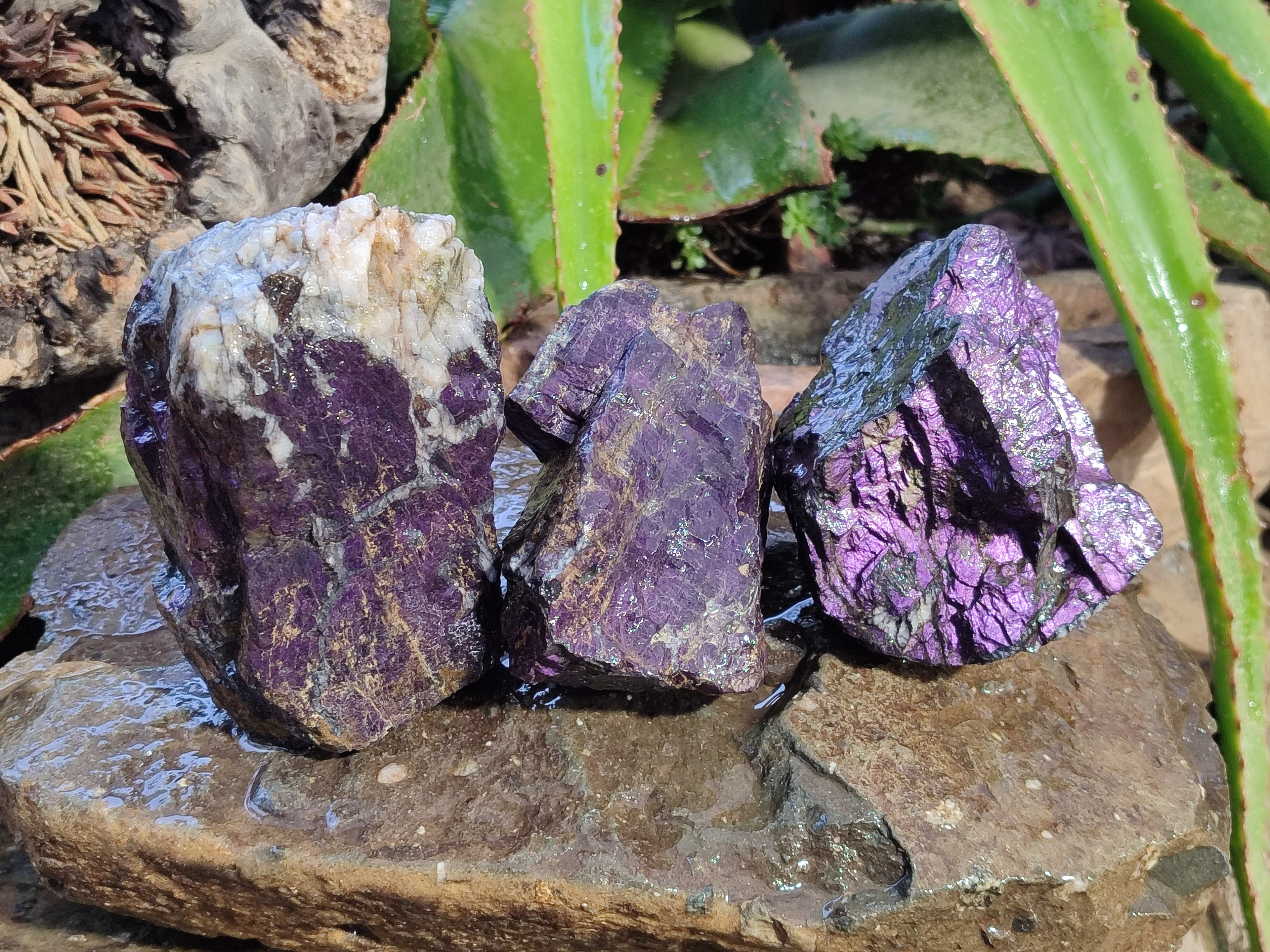 Natural Metallic Purpurite Cobbed Specimens x 3 From Erongo, Namibia - Toprock Gemstones and Minerals 