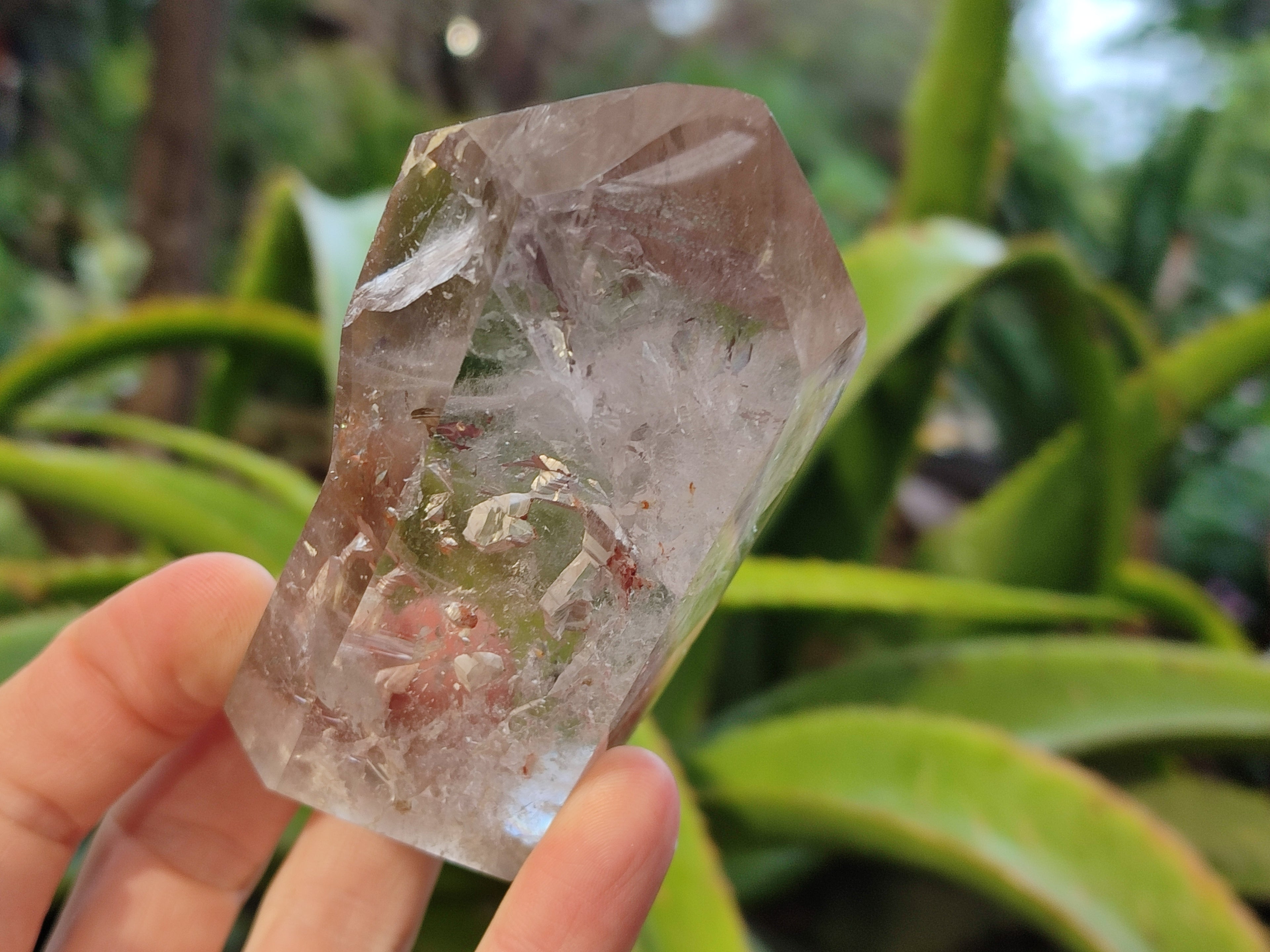 Polished Smokey Amethyst Clear Quartz Inclusion Crystals x 3 From Madagascar - Toprock Gemstones and Minerals 