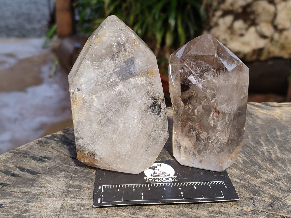 Polished Smokey Amethyst Clear Quartz Inclusion Crystals x 3 From Madagascar - Toprock Gemstones and Minerals 