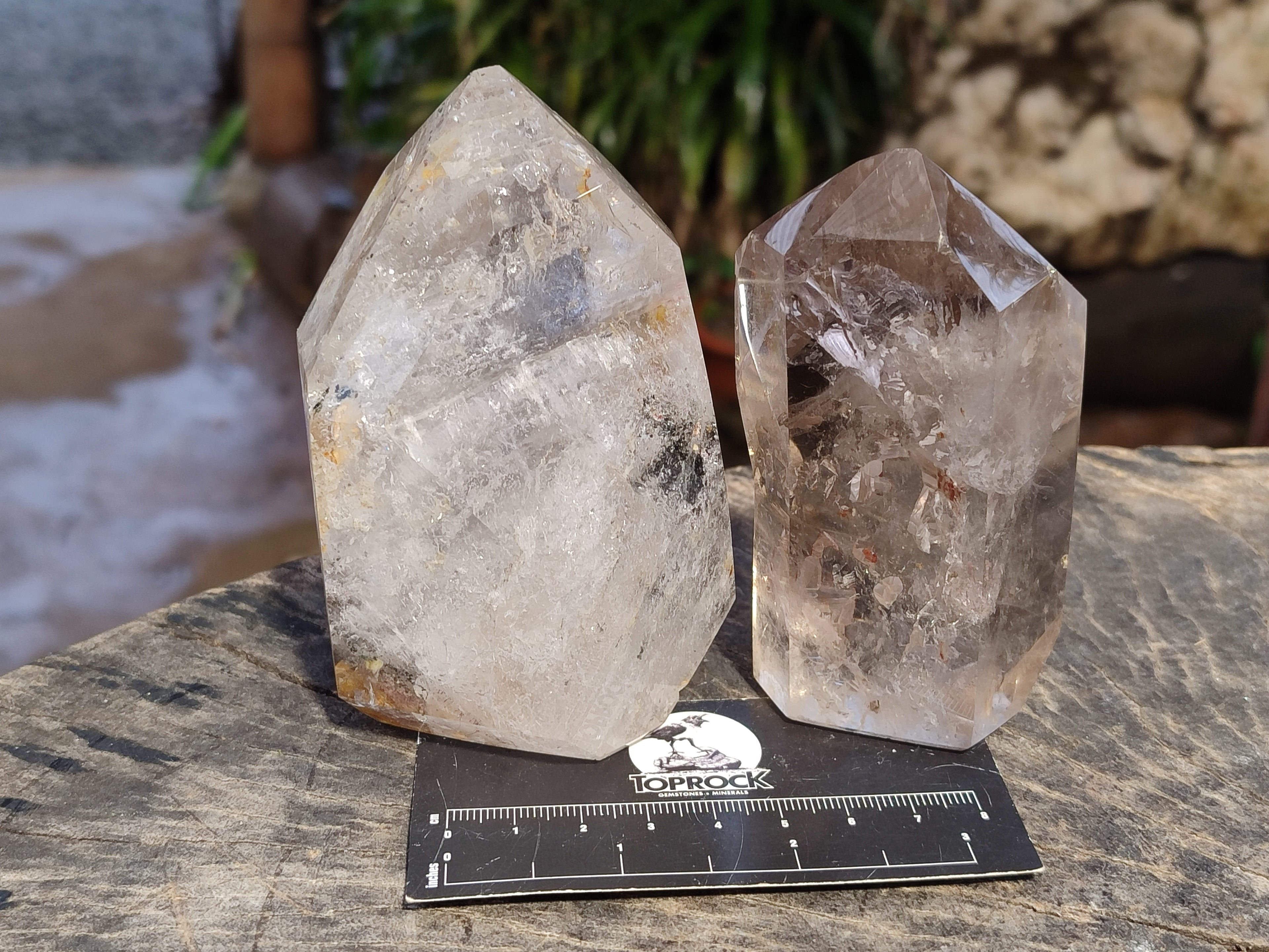 Polished Smokey Amethyst Clear Quartz Inclusion Crystals x 3 From Madagascar - Toprock Gemstones and Minerals 