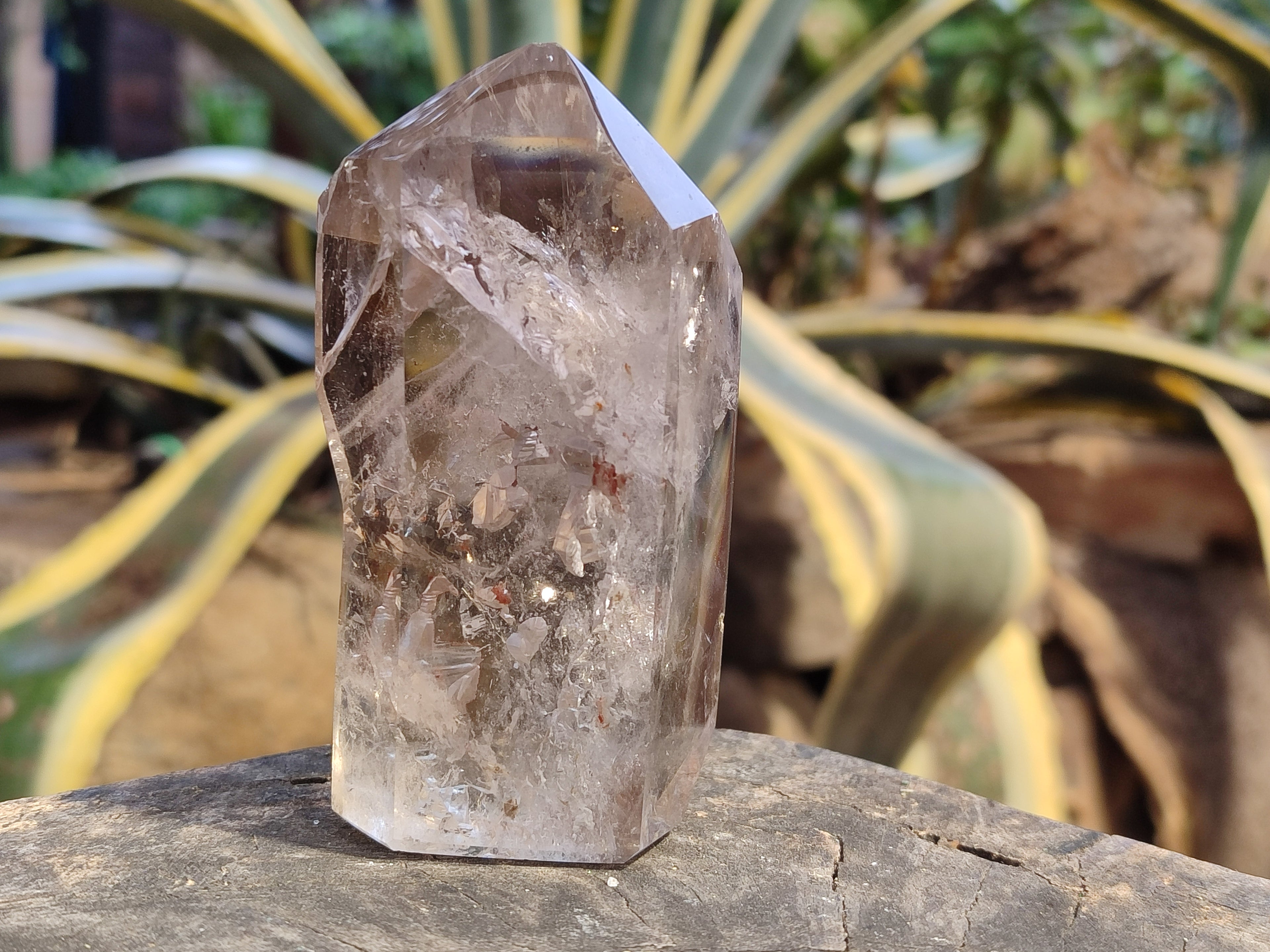 Polished Smokey Amethyst Clear Quartz Inclusion Crystals x 3 From Madagascar - Toprock Gemstones and Minerals 