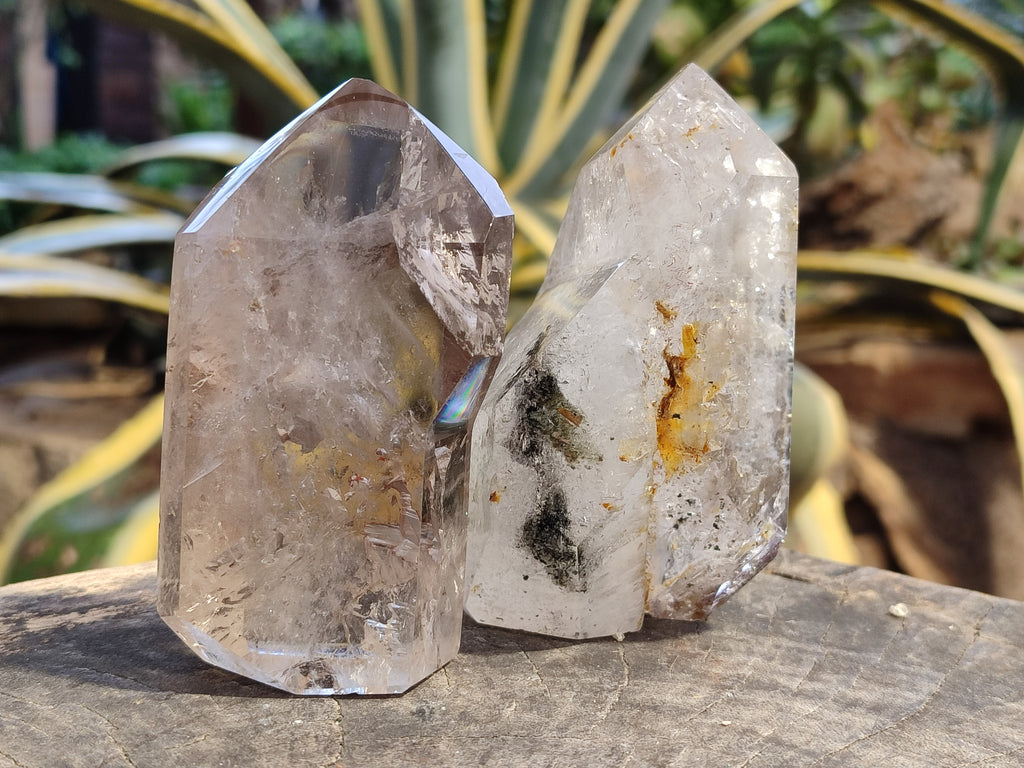 Polished Smokey Amethyst Clear Quartz Inclusion Crystals x 3 From Madagascar - Toprock Gemstones and Minerals 