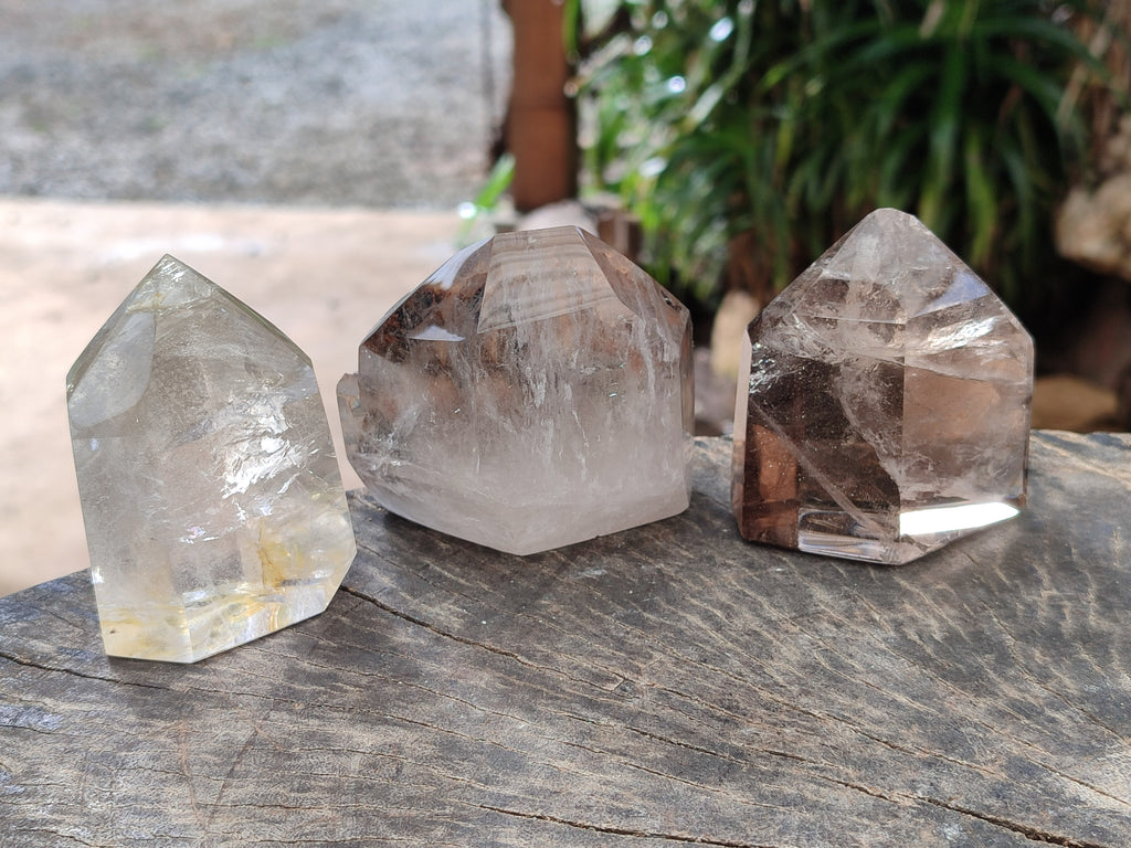 Polished Smokey Quartz Crystals x 3 From Madagascar - Toprock Gemstones and Minerals 