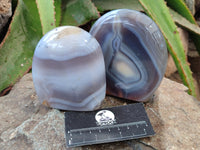 Polished Banded Agate Standing Free Forms x 3 From Madagascar - Toprock Gemstones and Minerals 