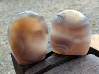 Polished Banded Agate Standing Free Forms x 3 From Madagascar - Toprock Gemstones and Minerals 