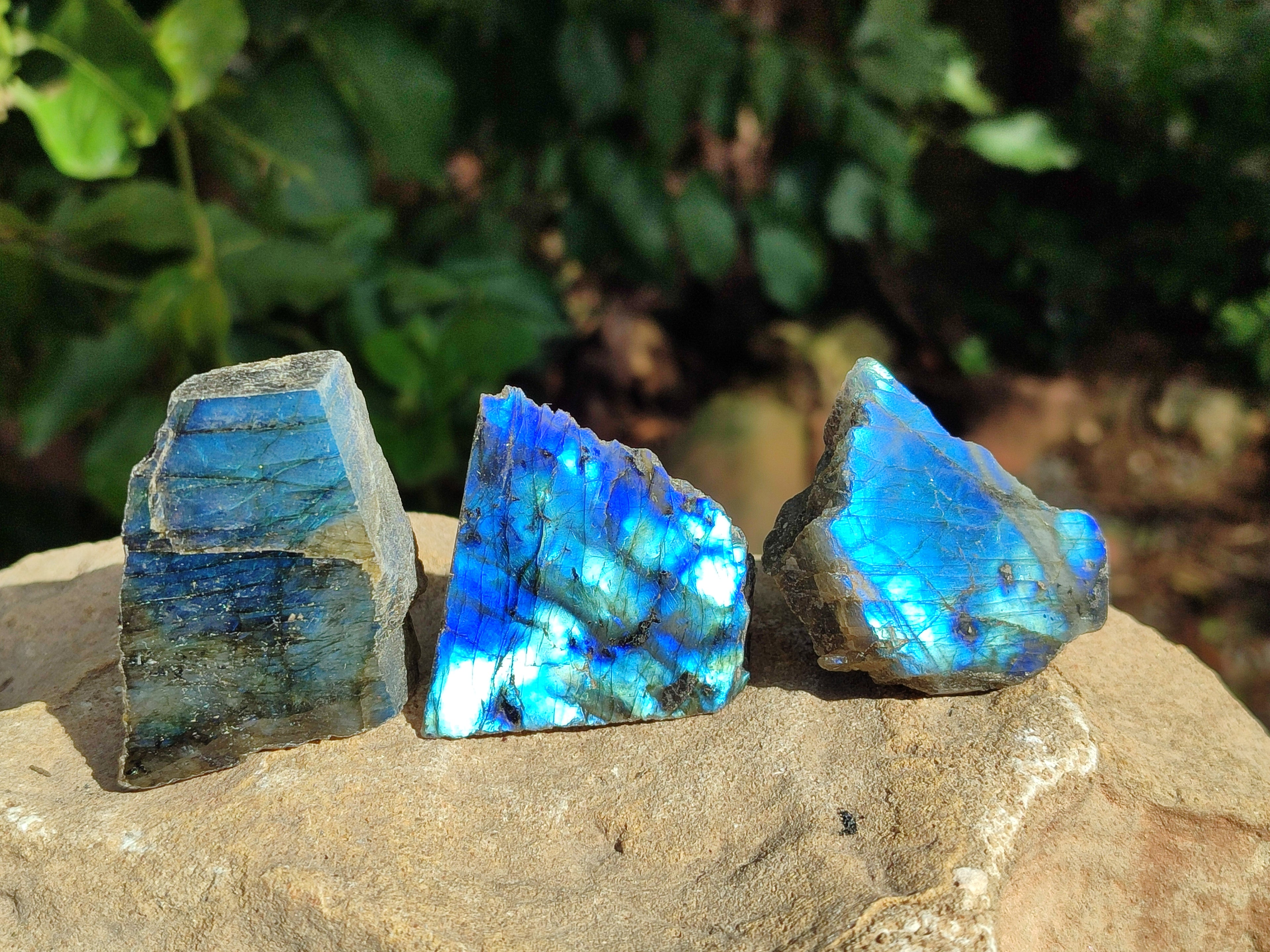 Polished On One Side Labradorite Plates x 35 From Tulear, Madagascar - Toprock Gemstones and Minerals 