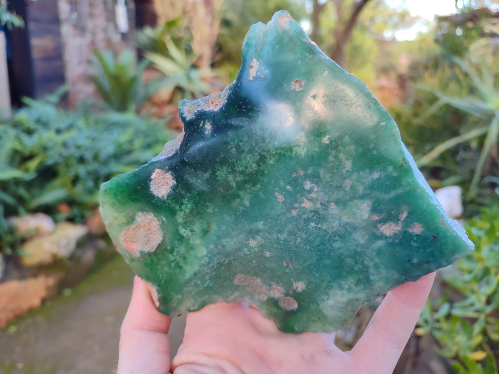 Polished On One Side Emerald Mtorolite Plates x 3 From Mutorashanga, Zimbabwe - Toprock Gemstones and Minerals 