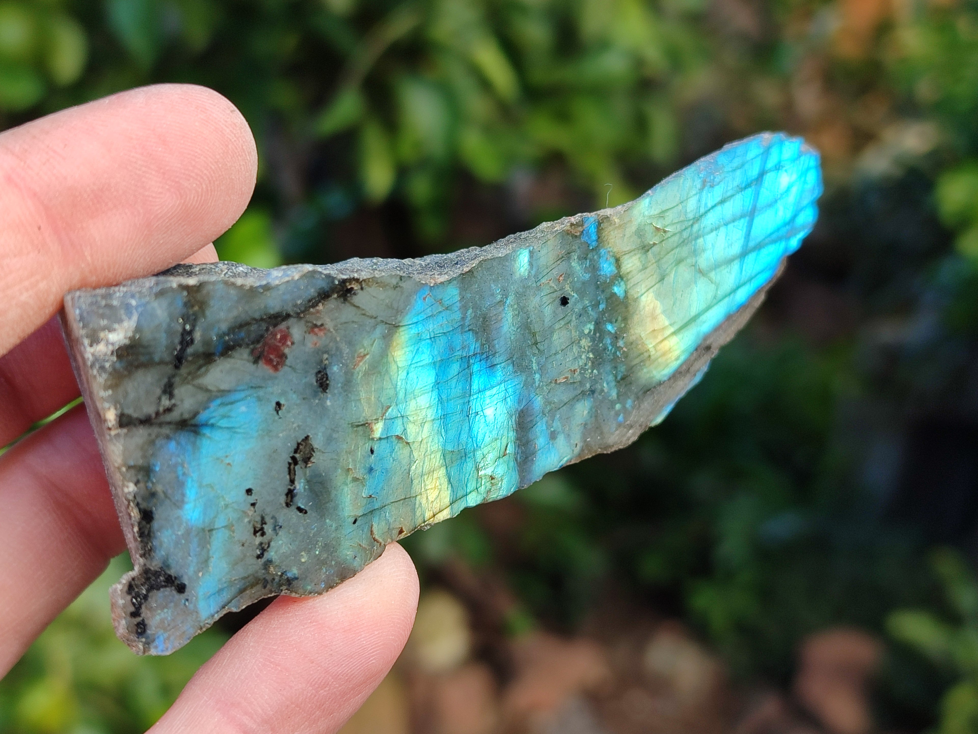 Polished On One Side Labradorite Plates x 12 From Tulear, Madagascar - Toprock Gemstones and Minerals 