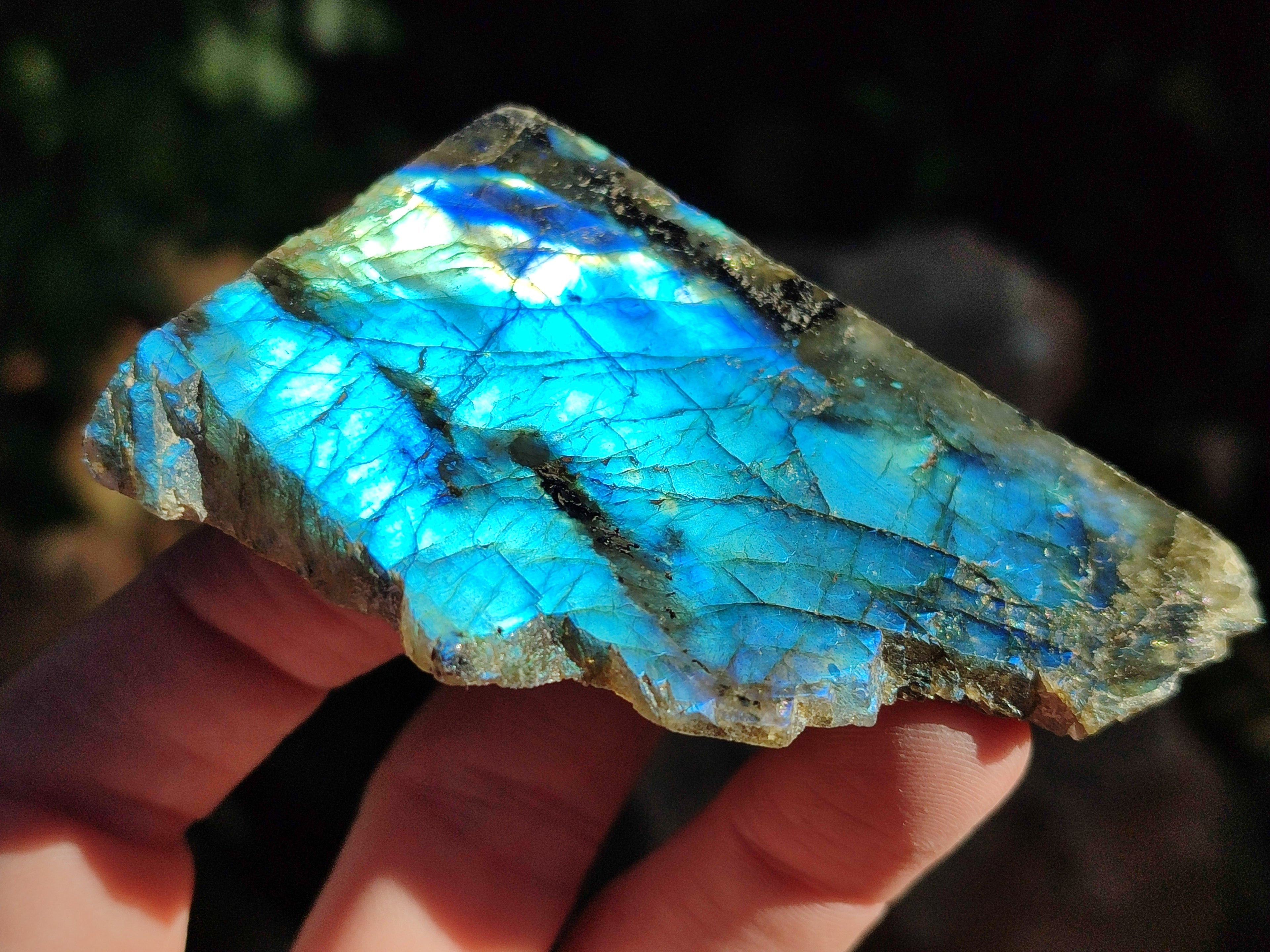 Polished On One Side Labradorite Plates x 12 From Tulear, Madagascar - Toprock Gemstones and Minerals 