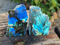 Polished On One Side Labradorite Plates x 12 From Tulear, Madagascar - Toprock Gemstones and Minerals 