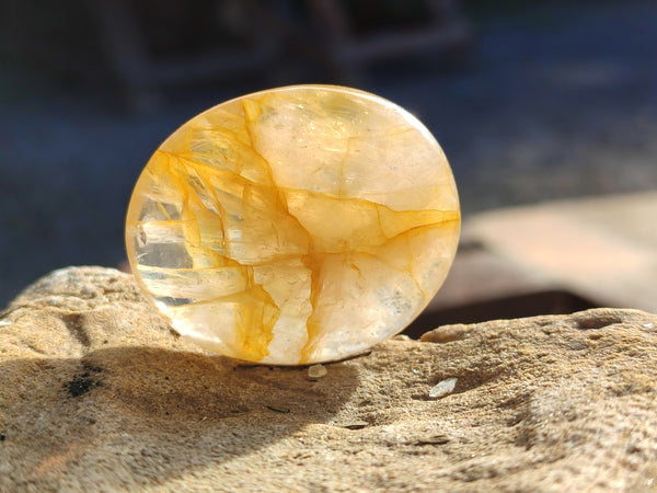 Polished Golden Healer Quartz Palm Stones x 35 From Madagascar