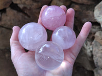 Polished Rose Quartz Spheres x 8 From Ambatondrazaka, Madagascar - Toprock Gemstones and Minerals 