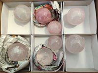 Polished Rose Quartz Spheres x 8 From Ambatondrazaka, Madagascar - Toprock Gemstones and Minerals 
