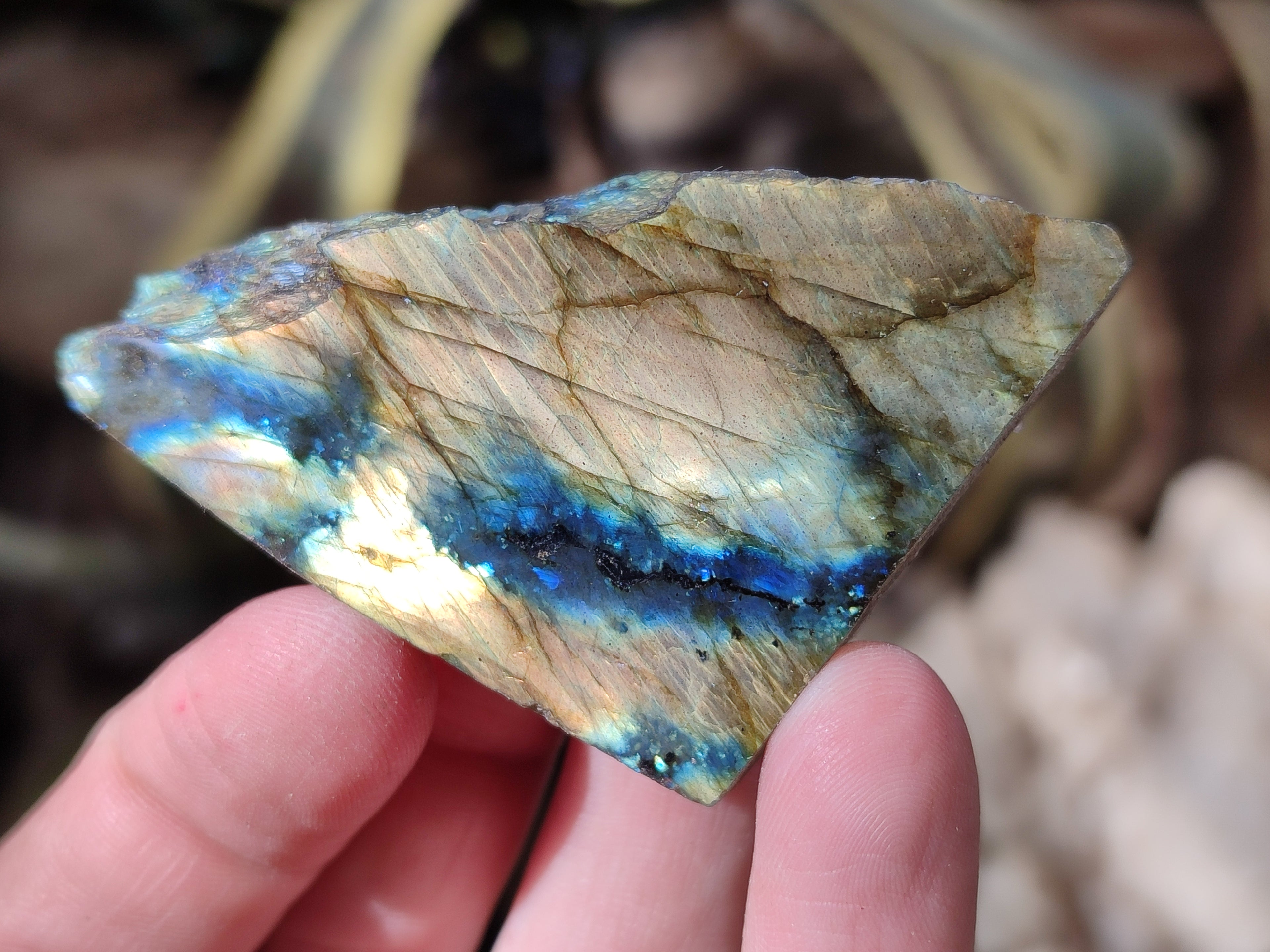 Polished On One Side Labradorite Plates x 35 From Tulear, Madagascar - Toprock Gemstones and Minerals 