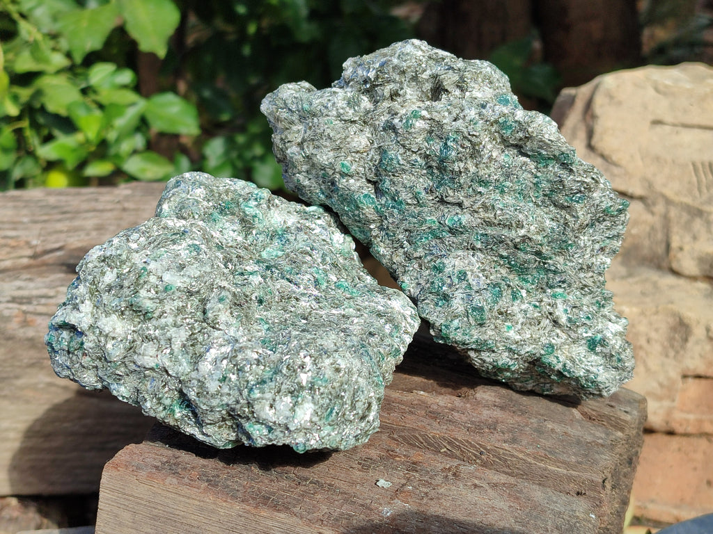 Natural Emerald Mica In Matrix Cobbed Specimens x 2 From Mutoko, Zimbabwe - Toprock Gemstones and Minerals 