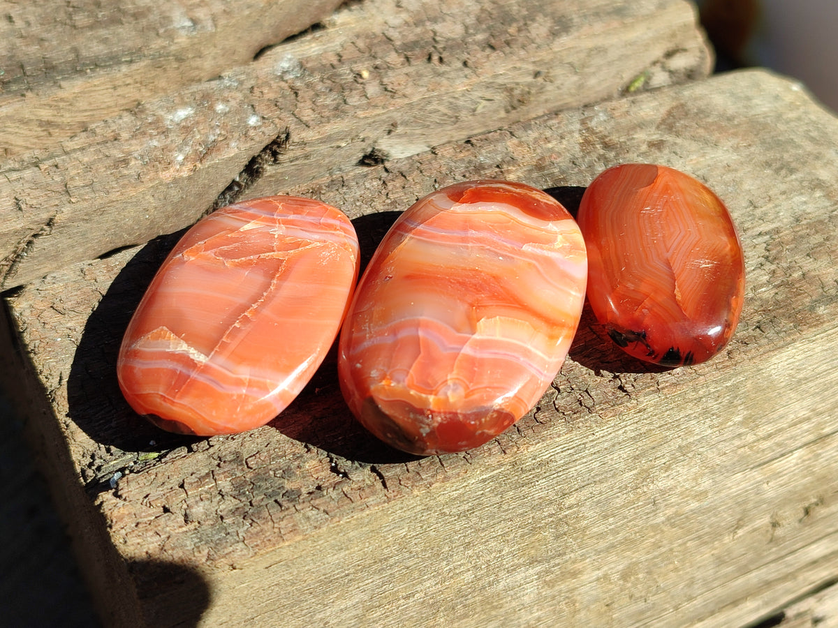 Polished Small Carnelian Agate "Jewellery" Palm Stones x 70 From Madagascar - Toprock Gemstones and Minerals 