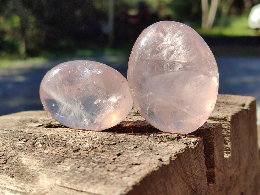Polished Rose Quartz Palm Stones x 35 From Ambatondrazaka, Madagascar - Toprock Gemstones and Minerals 