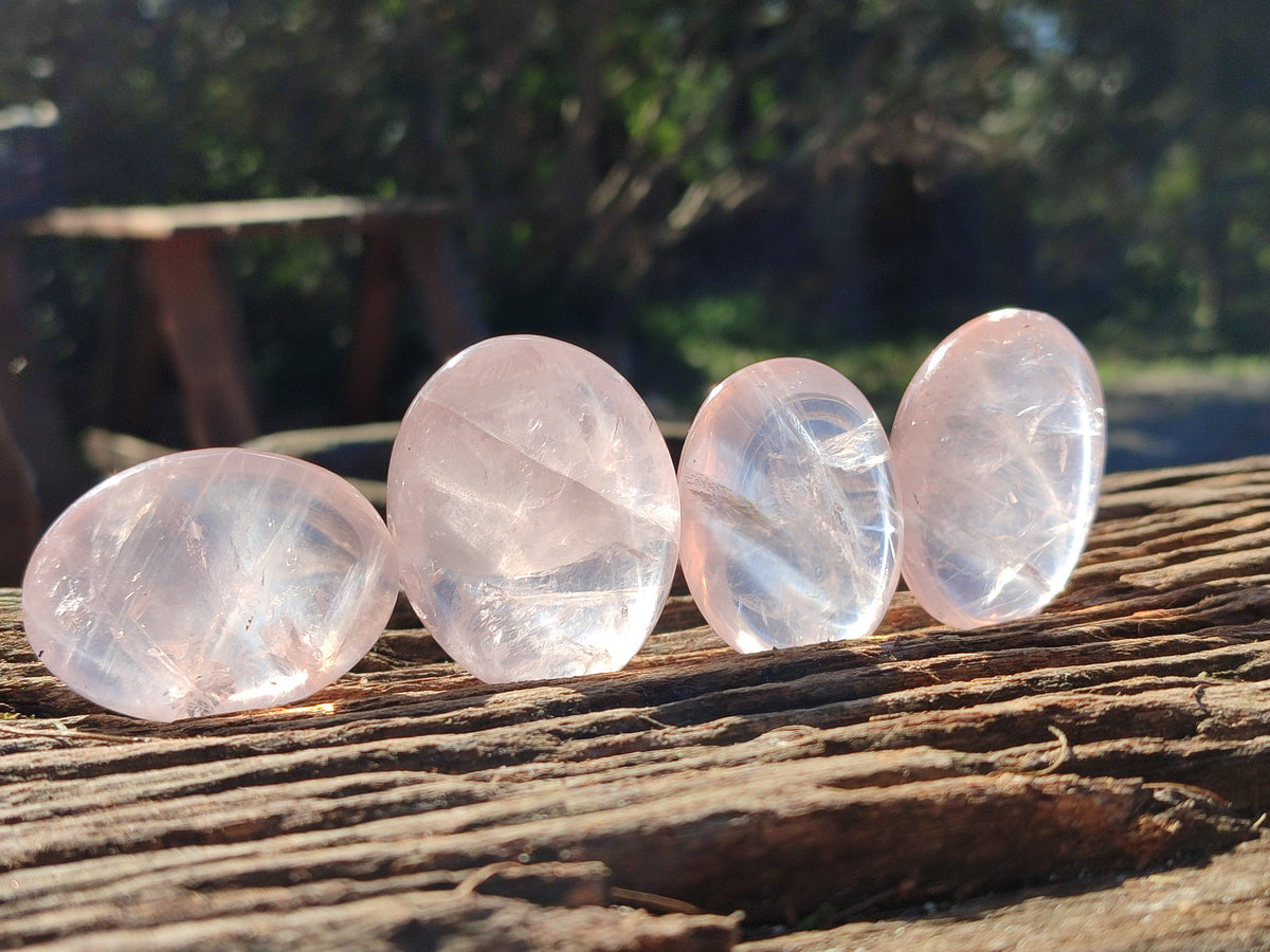Polished Rose Quartz Palm Stones x 35 From Ambatondrazaka, Madagascar - Toprock Gemstones and Minerals 