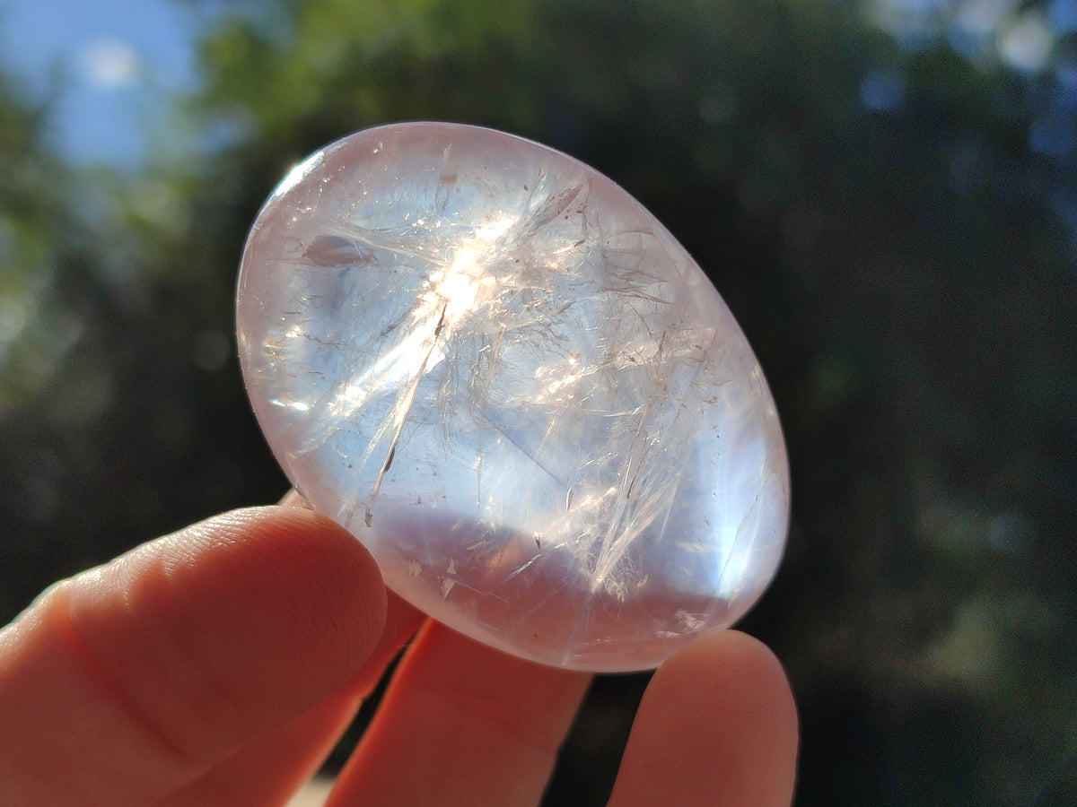 Polished Rose Quartz Palm Stones x 35 From Ambatondrazaka, Madagascar - Toprock Gemstones and Minerals 